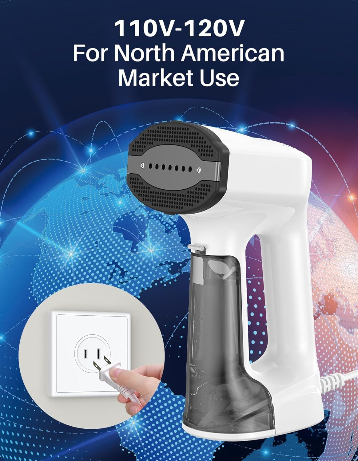 Vacuum Steamer for Clothes, 3500Pa Suction Handheld Clothes Steamer, 3 Modes, LED Display, Portable Travel Steamers for Clothes, Steaming & Ironing 2 in 1, 160Ml Water Tank (For 110-120V)