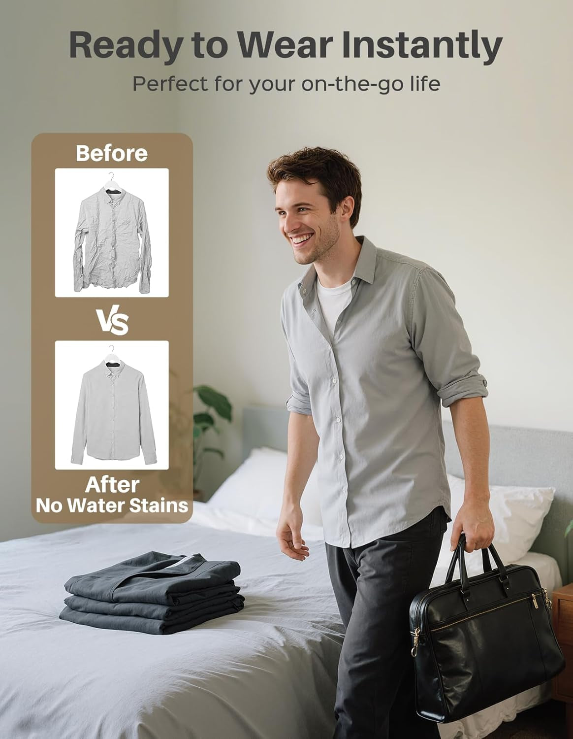 Vacuum Steamer for Clothes, 3500Pa Suction Handheld Clothes Steamer, 3 Modes, LED Display, Portable Travel Steamers for Clothes, Steaming & Ironing 2 in 1, 160Ml Water Tank (For 110-120V)