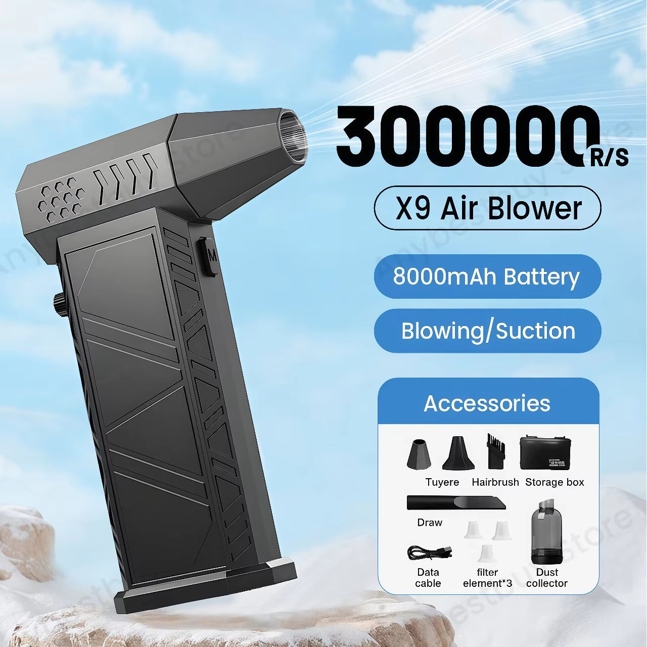 X9 Turbo Air Blower – 300,000 RPM High-Power Cordless Cleaner