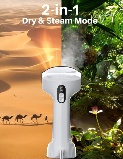 Vacuum Steamer for Clothes, 3500Pa Suction Handheld Clothes Steamer, 3 Modes, LED Display, Portable Travel Steamers for Clothes, Steaming & Ironing 2 in 1, 160Ml Water Tank (For 110-120V)