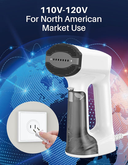 Vacuum Steamer for Clothes, 3500Pa Suction Handheld Clothes Steamer, 3 Modes, LED Display, Portable Travel Steamers for Clothes, Steaming & Ironing 2 in 1, 160Ml Water Tank (For 110-120V)