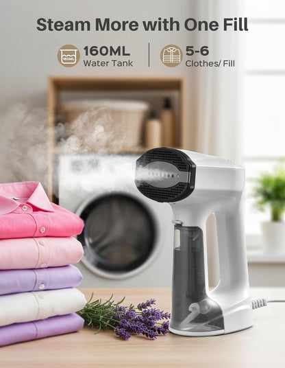 Vacuum Steamer for Clothes, 3500Pa Suction Handheld Clothes Steamer, 3 Modes, LED Display, Portable Travel Steamers for Clothes, Steaming & Ironing 2 in 1, 160Ml Water Tank (For 110-120V)