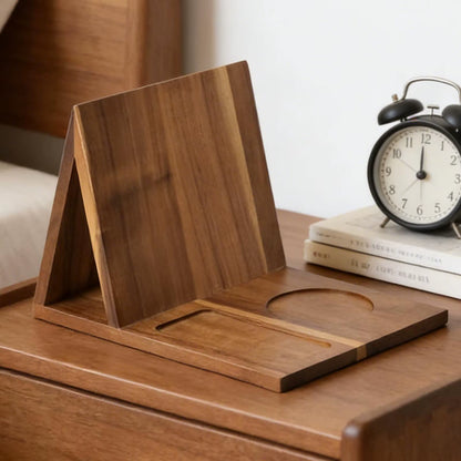 Wooden Book Stand with Drink Holder Wooden Triangle Bookmark Reading Rest with Slotted Triangle Book Stand Display Bookshelf